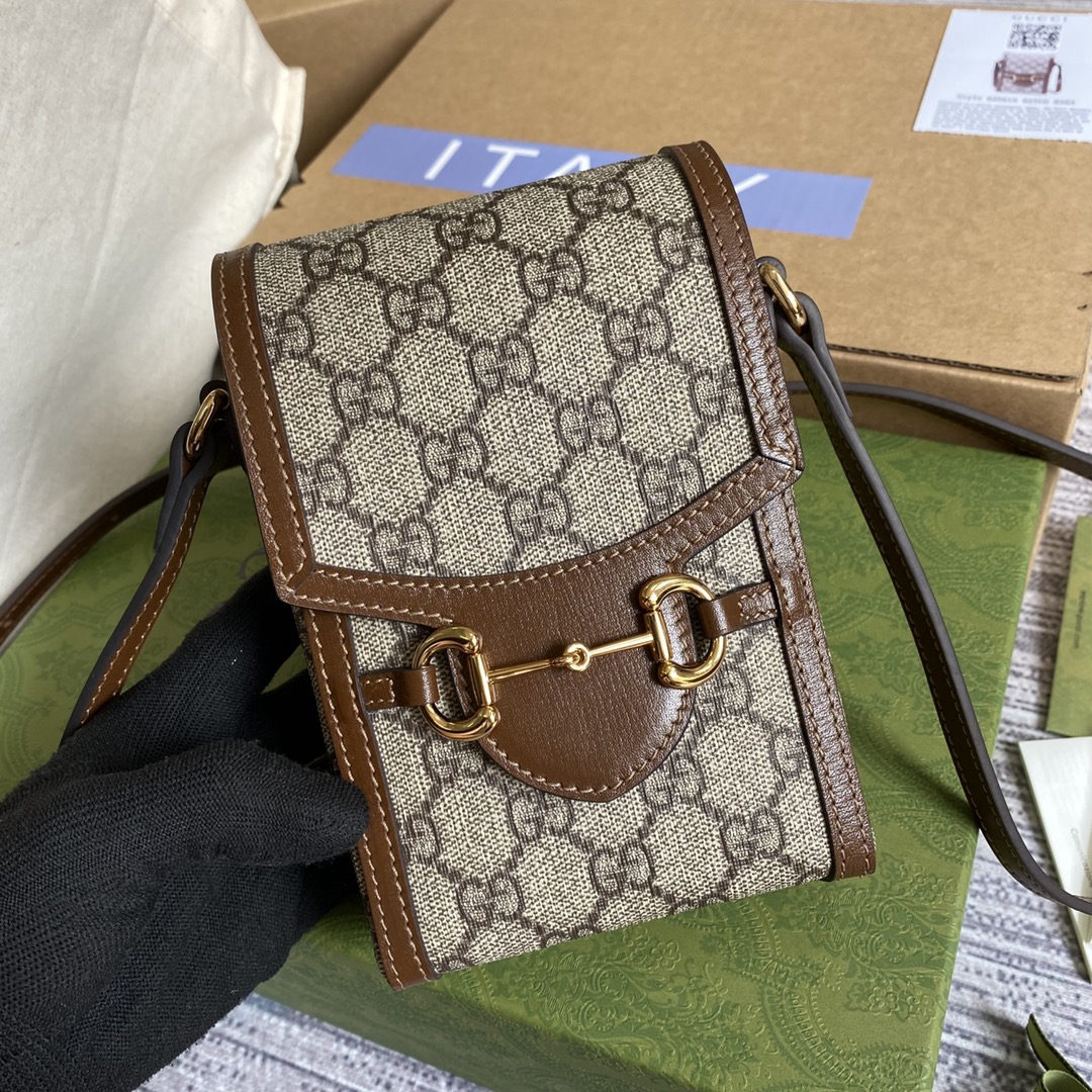 Gucci Horsebit 1955 Mini Shoulder Bag 625615 Brwon